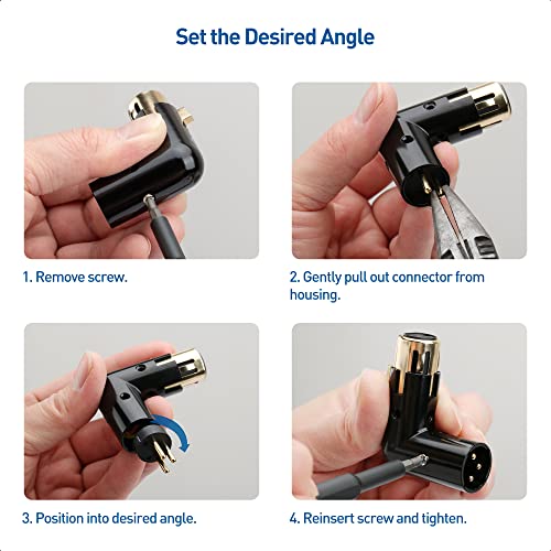 Cable Matters 2-Pack Adjustable Angled XLR Adapter, Male to Female | Adjustable Right Angle XLR Adapter, 3-Pin XLR, Rugged Metal Housing, Pass-through Audio, for Mixers and Musical Equipment