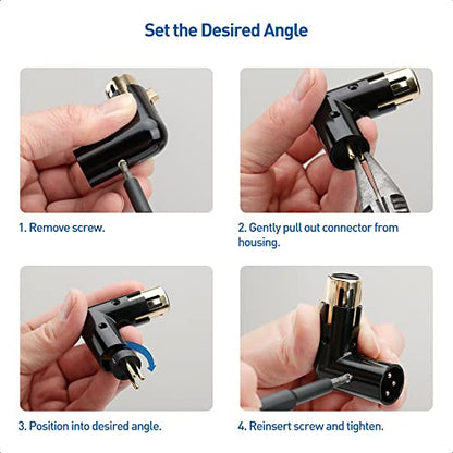 Cable Matters 2-Pack Adjustable Angled XLR Adapter, Male to Female | Adjustable Right Angle XLR Adapter, 3-Pin XLR, Rugged Metal Housing, Pass-through Audio, for Mixers and Musical Equipment
