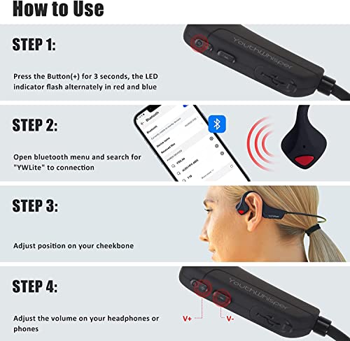 Bone Conduction Headphones Bluetooth, Wireless Open-Ear Headset with Microphones,Titanium Lightweight Sweat Resistant, Answer Phone Call Sports Earphones for Running Hiking Bicycling - color: Black