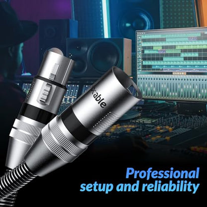 Kxable XLR Microphone Cable 3 FT, XLR Male to Female Balanced Mic Cable, 3-Pin Shielded Speaker Cord, Zinc Alloy Connectors, 22AWG Pure Copper, Metal Spring SR, Recording Studio, Podcast, Black - size: 3FT, style: 1-Pack