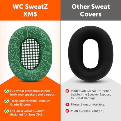 WC SweatZ XM5 - Patented Earpad Sweat Covers for Sony WH1000XM5 by Wicked Cushions | Full 360 Earpad Protection | Sweatproof & Easily Washable | Emerald Tide - color: Emerald Tide