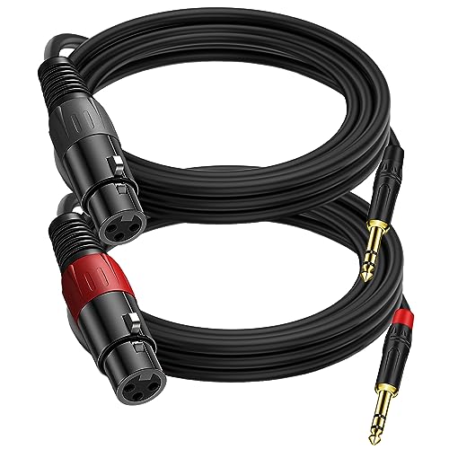 LanSenSu XLR to 1/4 TRS Stereo Adapter - XLR Female to 1/4 Inch (6.35mm) Stereo Balanced Microphone Audio Converter Adapter Cable 2Pack (6.6ft) - size: 6.35mm to XLR Female-6.6ft