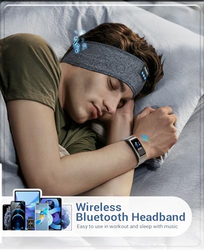 Perytong Sleep Headphones Wireless, Bluetooth Sports Headband Headphones with Ultra-Thin HD Stereo Speakers Perfect for Sleeping,Workout,Jogging,Yoga,Insomnia, Air Travel, Meditation (Charcoal Grey) - color: Charcoal Grey