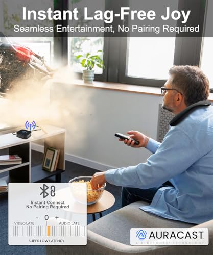 BA210 v2 Auracast Bluetooth Transmitter & JY538 Neckband Speaker | Pre-Paired for TV & Instant Setup | Bluetooth 5.3 & aptX Low Latency | Optical/3.5mm/RCA Inputs | 50H Neckband Playtime