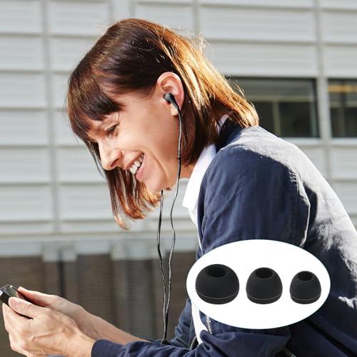 30Pcs Silicone Replacement Earbud Covers Fit Most Earphones Ear Tips(Inner Hole 4mm -6.5mm) Black Ears Cushion Earbuds for in- Ear Headphones Tips Replacement Kit