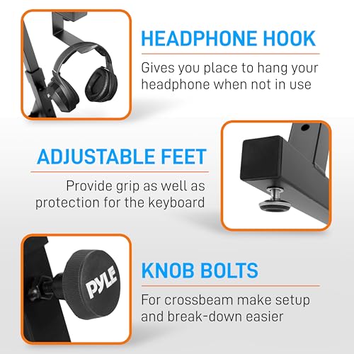 PYLE Heavy-Duty Multi-Functional Music Stand - Z Style & Portable, 2nd Tier, Height & with Adjustment, Digital Keyboard Stand, Rack Case w/Ergonomic Design, for Home Studio etc. - Pyle PKST2TZ , black - style: Two Tier
