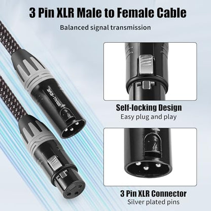 SMALL-EYE XLR Mic Cable 25 ft 6-Pack, Braided 3-Pin Male to Female | Balanced Audio, Dual Shielded, Flexible Braided Jacket, Studio and Live Sound - size: 25 Feet