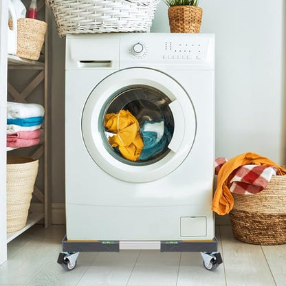 Nefish Heavy Duty Dolly for Washing Machine Adjustable Mini Fridge Stand washer Dryer Stand Mobile Roller Universal Dolly Cart with 4 Lockable Wheels Mobile Base Stand for Washer Dryer Refrigerator - color: Grey
