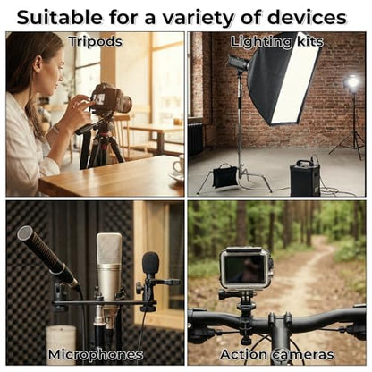 Tripod Adapter Set, 1/4 to 3/8 & 3/8 to 1/4 Camera Screw Adapter, Aluminum Alloy Thread Converter Male Female, Mounting Screws Kit for Tripod Monopod Light Stand Microphone (Silver)