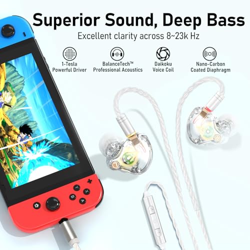 Audiovance Vibes 202M HiFi Wired Earbuds in-Ear Monitor Headphones with Mic - color: 2-Clear