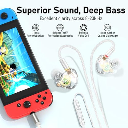 Audiovance Vibes 202M HiFi Wired Earbuds in-Ear Monitor Headphones with Mic - color: 2-Clear