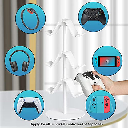Controller Holder White, Headset Holder,Great 3 Tier Controller Headphone Organizer for All Headsets Xbox ONE 360 Switch PS4 PS5 (Elegant White) - color: Elegant White