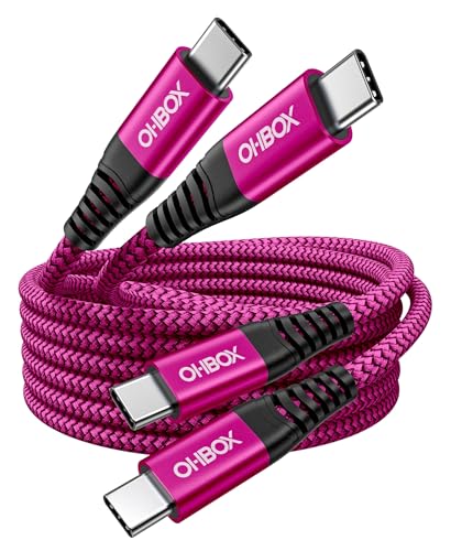 USB C to USB C 케이블 60W [2팩 0.9m(3피트), 차량용 USB C 고속 충전 케이블 | 내구성이 뛰어난 브레이디드 아이폰 USB 타입 C 케이블 USBC - USBC 코드 아이폰 17/16/15/프로 맥스, 삼성 갤럭시 S23 및 기타용 - 로즈 레드 - color: 로즈 레드, size: 3피트, style: USB C - USB C
