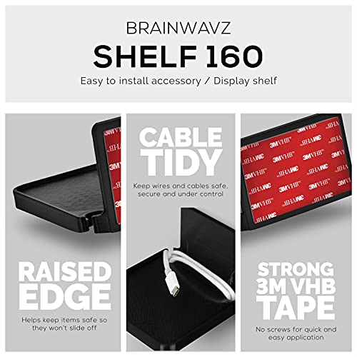 BRAINWAVZ Drill Free Wall Mount Shelf for Security Cameras, Baby Monitors, Speakers & More, Universal Holder, Strong Adheasive, Easy to Install, No Mess, Screwless (Black) - color: Black