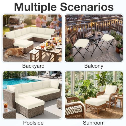 Waterproof Outdoor Cushion Covers, Stretch Patio Slipcovers | UV Resistant Coating, Stretch Fabric, Waterproof Protection, Replacement Covers, Fits Patio Furniture Cushions (4 Pieces) - color: Beige, size: 4PCS