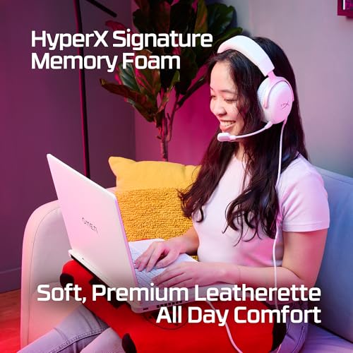 HyperX Cloud III – Wired Gaming Headset, PC, PS5, Xbox Series X|S, Angled 53mm Drivers, Memory Foam, Durable Frame, Ultra-Clear 10mm Mic, USB-C, USB-A, 3.5mm – Pink
