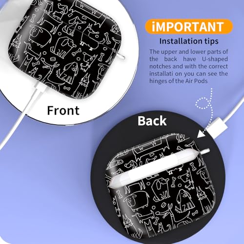 Cute Case Cover Compatible with AirPods 4th Generation 2024, Shockproof for Women & Girls with Cute Golden Round Buckle – Protective, Anti-Drop Design(Cute Dog Black) - color: Cute Dog Black