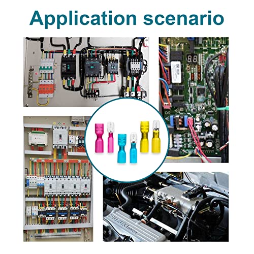 100 PCS Spade Connectors, Heat Shrink Spade Terminal 16-14 AWG - size: 16-14AWG, style: Spade Male