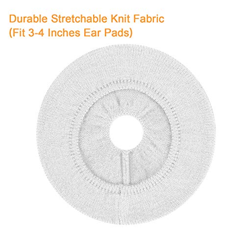 Earpads Sweater Cover Protectors with Stretchable Knit Fabric for Beats Studio 3/2 Bose QC35 25 15 Headphones and Other Headsets with 3-4 Inch Ear Cushions [ 2 Pairs ] (White) - color: White