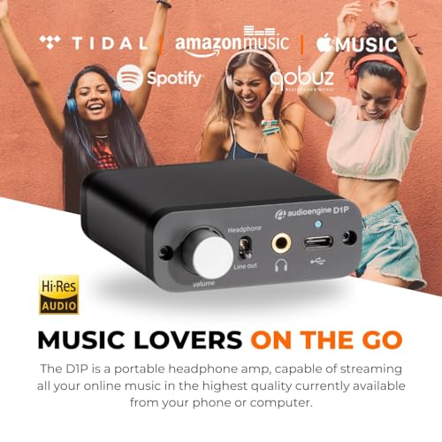 Audioengine D1P Portable Headphone Amplifier and DAC, 32-Bit USB DAC Amp | For Gaming, Music Streaming and Travel - size: Portable