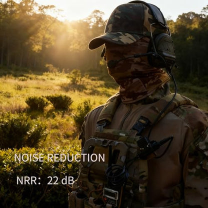 Tactical Headset Hearing Protection Sound Pickup Earmuff +U94 PTT+Detachable 7.0mm Cable for Airsoft Sports-HC5PRO(Green) - color: Green