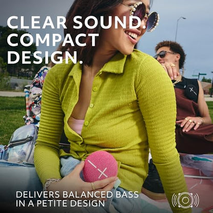 Ultimate Ears MINIROLL Waterproof Bluetooth Speaker - Calming Pink | Balanced Bass, IP67 Dustproof, 131 ft (40 m) Range - color: Pink