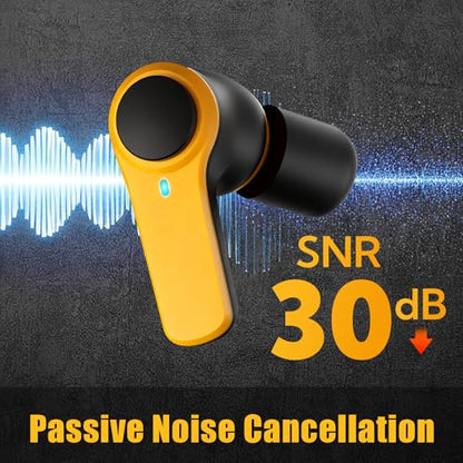 Bluetooth 6.0 Jobsite Earbuds, Heavy Duty True Wireless Ear Buds | 70H Playtime, IP56 Waterproof, 30dB SNR Noise Cancelling, ENC, Construction with 12pcs Earplugs