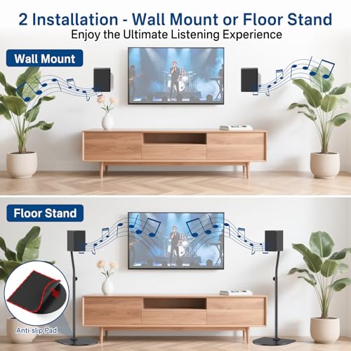 Speaker Stands for LG Rear Speakers SPQ8-S SPT8-S SPK8-S 578S1-S S78S2-S S65S3-S S55TR, Height Adjustable 33"–42" for LG Speaker Stand WR Wall Mount, Fit Keyhole & 1/4"-20 M5 M6 Surround Sound Speaker