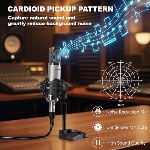 XLR Condenser Microphone with Desktop Stand for Vocals and Podcasting | 48V power required. XLR podcast mic for podcasting, singing and streaming. Studio microphone setup reduces vibration. - color: Desktop Stand