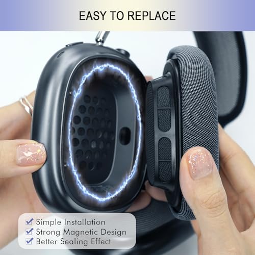 Upgraded Ear Cushions for Apple AirPods Max, Mesh Ear Pads Replacement | Air Pods 1 & 2 Over-Ear Headphones Ear Cups with Original Silicone Design (Midnight) - color: Midnight