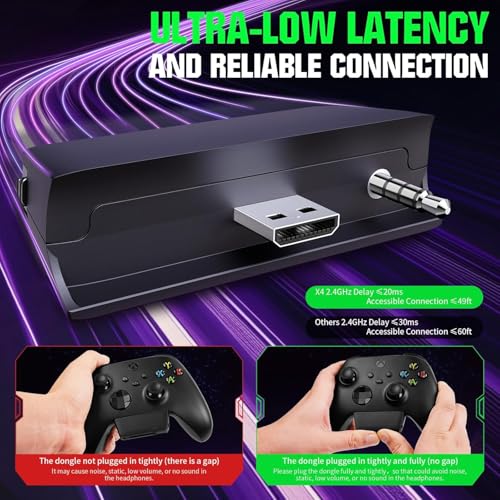 X4 70H Wireless Gaming Headset with Mic for Xbox Series X|S Xbox One PS5 PC | 2.4GHz Low Latency, Bluetooth 5.3, ENC Noise Canceling Mic, Gaming Headphones for PS4 Mac Switch