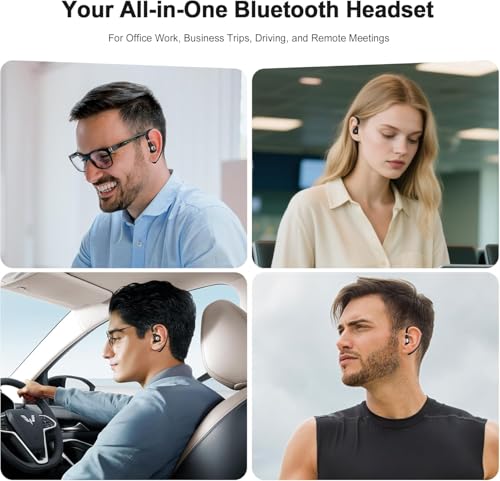 SneKa Bluetooth Headset, Wireless Bluetooth Earpiece with 500mAh Charging Case, 72-Hour Talk Time, and for iOS/Android Phones, V5.3 Hand-Free Headphones for Trucker, Office,Business