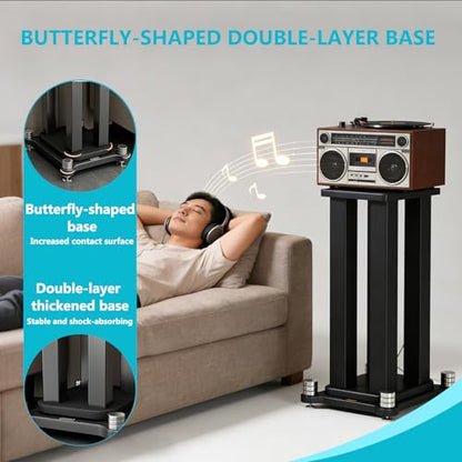 Universal Wooden Speaker Stands Pair, Heavy Duty Floor Standing Speaker Mount, Bookshelf & Studio Monitor Stands for Home Theater Surround Audio System (27.5in) - size: 27.5 in