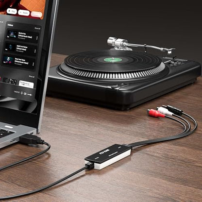 USB 2.0 Audio Capture Card for Windows 10/8.1/8/7 and Mac OS 10.14-Audio Grabber for Vinyl Cassette Tapes to mp3 Converter