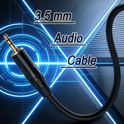 Male to Male 3.5 mm Audio Cable with Gold-Plated Aux Cord for Headphones, Car,loptop， TV, iPhone ， Stereo Speaker & More (Black, 3 FT) - size: 3 FT