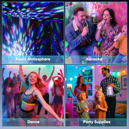 Mini Karaoke Machine for Kids, Birthday Party Gifts Toys for Girls Ages 4 5 6 7 8 9 10 11 12+ Years Old, Karaoke Microphone with 2 Wireless Microphones, Portable Bluetooth Speaker with Disco LED Light - color: Purple