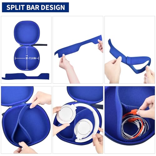 Comecase Headphone Case for JBL Tune 770NC，for JBL Live, 770NC, 660NC, 650B | Adjustable Divider, Cable Space and Carry Handle for Commuting, Gym and Travel, Students and Music Lovers, Case Only - Blue - color: Dark Blue