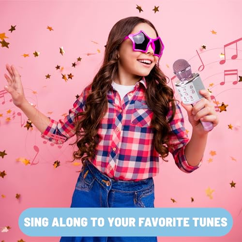 Claire's Bluetooth Karaoke Microphone for Kids, Wireless Mic with Voice Effects, Echo, USB-C Charging, Volume Controls & TF Card Slot, Portable & Durable Toy for Singing, Parties & Gifts, Ages 6+