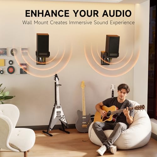 XINLEI 2PC Speaker Wall Mount Bookshelf Speaker Stand Surrounding Sound Bracket Swivel & Tilt for Living Room, Studio Monitor Hold Up to 55 Lbs SPM201