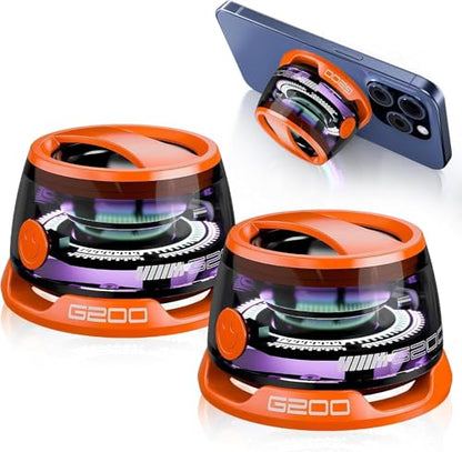G200 2-Pack Orange Mini Magnetic Bluetooth Speaker with Kickstand | IPX4 Waterproof, Full-Range Stereo Sound, TWS Pairing, RGB Lights, Grad Gift, Travel, Cycling, Hiking, Golf, Gym Yoga, Beach - color: Orang