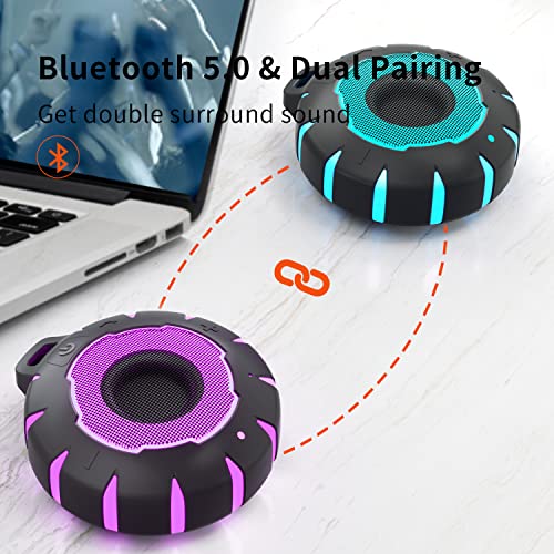 HEYSONG Waterproof Bluetooth Speaker, IPX7 Small Shower Speaker, Lightweight Portable Speakers for Travel, Pool, Beach, Biking, Kayak
