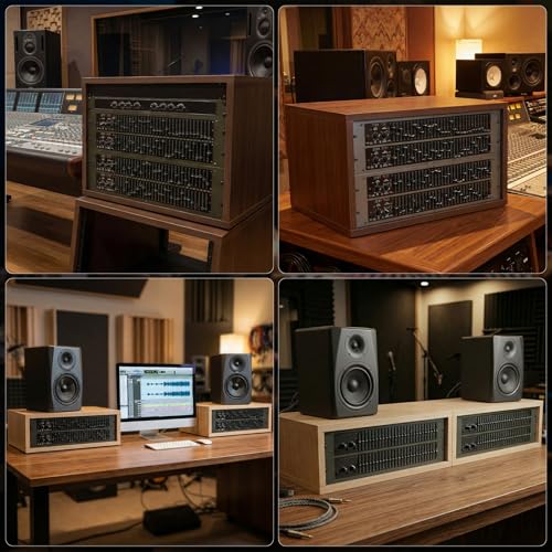 Wooden Desktop Studio Rack, 19-Inch Rack-Mount Compatible, 373mm Usable Depth, Threaded Rails, Natural or Walnut, 2U-8U (Walnut Woodgrain, 6U) - color: Walnut Woodgrain, size: 6U
