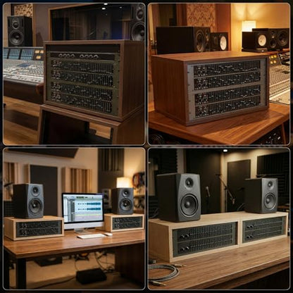 Wooden Desktop Studio Rack, 19-Inch Rack-Mount Compatible, 373mm Usable Depth, Threaded Rails, Natural or Walnut, 2U-8U (Walnut Woodgrain, 6U) - color: Walnut Woodgrain, size: 6U