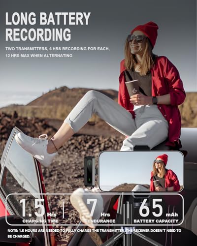 Wireless Lavalier Microphone for iPhone/Android Phone | Professional Noise Reduction Mic for Content Creators, Mini Lapel Microphones for Podcast Video Recording & Live Streaming