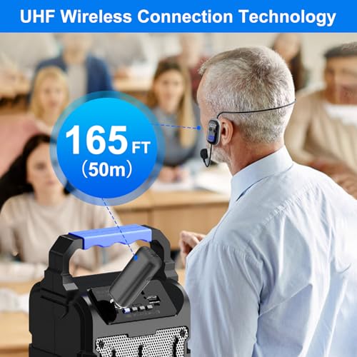 Wireless Headset Microphone Double Mic: UHF Mics Head for Two People with LED Digital Display - Head Handheld Mic 2 in 1, 165 ft Range for Voice Amplifier, Tour Guide, Teaching, Fitness, PA System - color: Silver2
