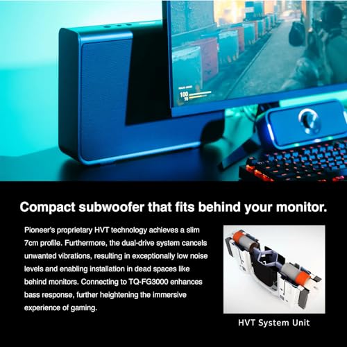 PIONEER Slim Powered Subwoofer HVT System 2.9in Thin for Gaming TQ-WG3000 | Sound TECTOR, HVT system cuts vibration, clear deep bass, 2.9in slim body fits tight spaces, auto power on off, easy setup - style: SLIM POWERED SUBWOOFER