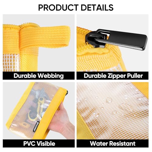 TICONN Tool Pouch, 1680D Oxford Small Tool Bag, Tool Pouches with Zipper, Clear Utility Bag Zipper Pouch for Tool Organizers and Storage (6PK Combo) - size: Clear, 6 Pack Combo
