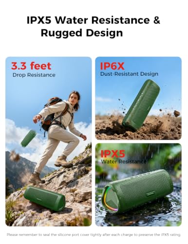 Bluetooth Speaker, 20W HD Sound, Portable Wireless, IPX5 Waterproof, Up to 24H Playtime, TWS Pairing, for Home/Party/Outdoor/Camping/Beach Essentials, Electronic Gadgets, Birthday Gift (Green) - color: Green