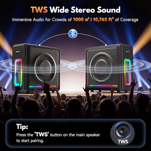 Karaoke Machine for Adults with Bass/Treble/Echo Adjustment, 300W PA System