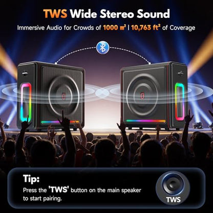 Karaoke Machine for Adults with Bass/Treble/Echo Adjustment, 300W PA System